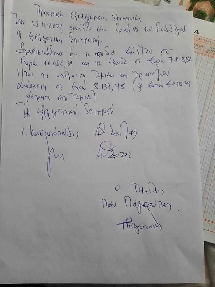 Πρακτικό Εξελεγκτικής Επιτροπής 23-11-2021